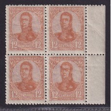 ARGENTINA 1908 GJ 294 CUADRO DE ESTAMPILLAS NUEVAS MINT U$ 9